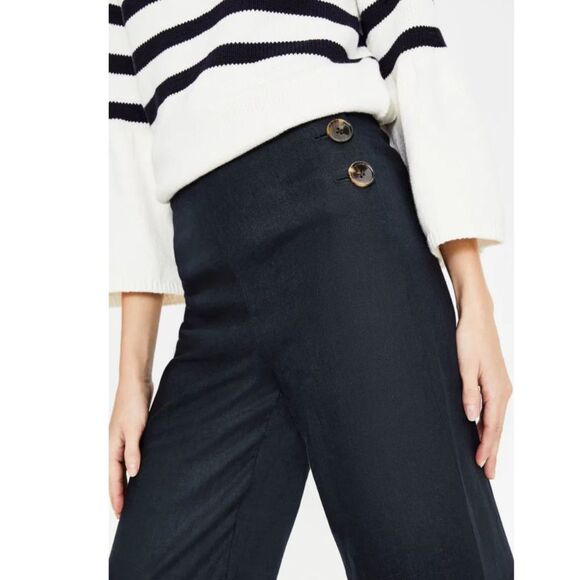 NWT Boden Penzance Sailor Linen Wide Leg Pants 14 Long - Picture 2 of 8
